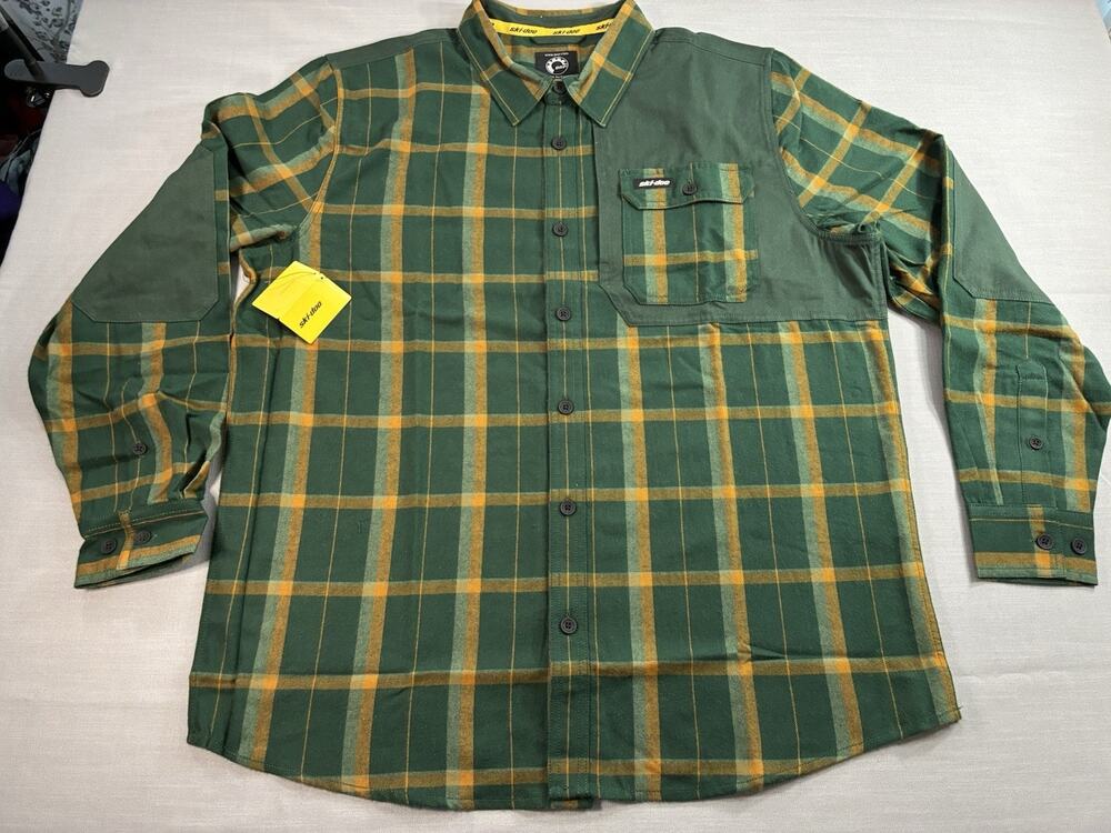 Ski-Doo BRP Plaid Flannel Shirt Jacket Men’s XL NWT Green Yellow Winter Workwear
